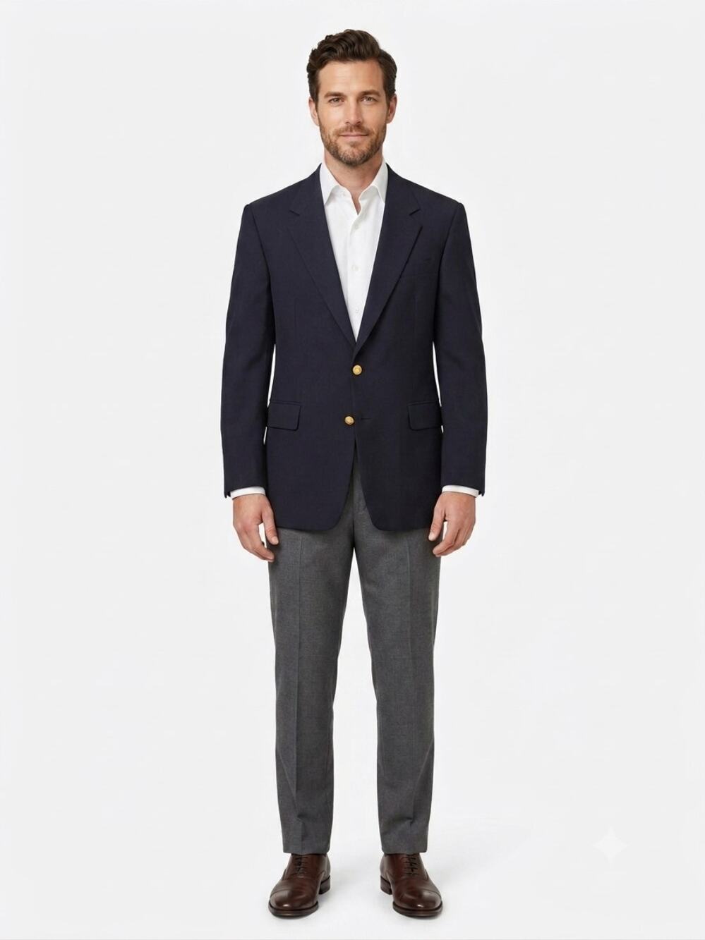 VTG Hickey Freeman Collection Blazer Coat Mens 42R Black Wool Gold Button Lined